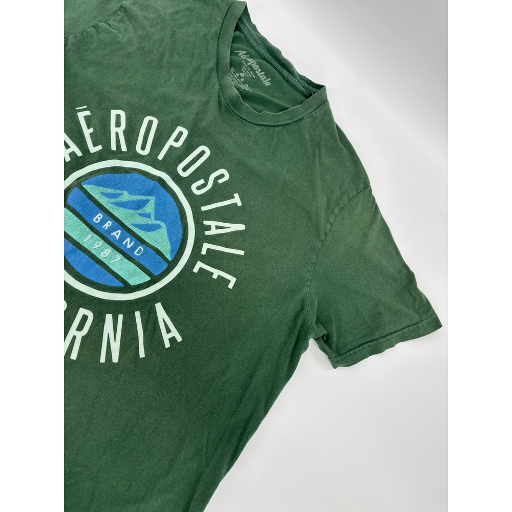 Aeropostale Mens California Graphic T-Shirt Green 2XL 100% Cotton Short Sleeve